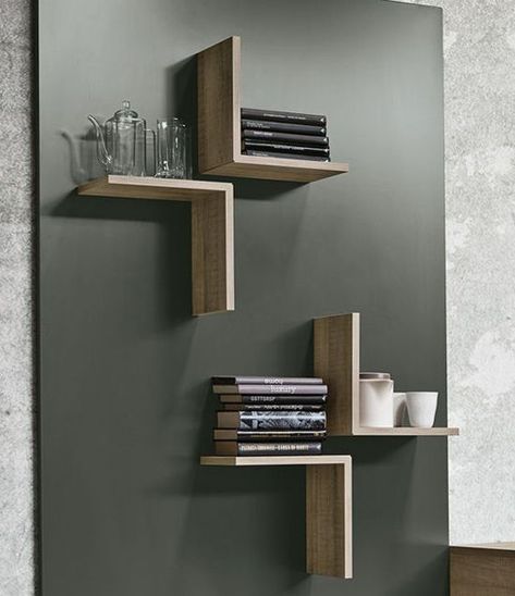 Bookshelf Ideas, Regal Design, Wall Shelves Design, Estantes Flotantes, Shelf Design, Small Apartment, Wooden Shelves, Shelf Decor, Contemporary Decor