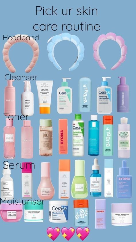 Choose Your Skincare, Skin Care This Or That, Skin Care Routine Affordable, No Makeup Skincare Routine, Skincare Essentials List, Pick Your Skincare Routine, Skin Care Preppy, Skin Care Stuff, Preppy Skincare Products