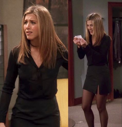 Cute Waitress Outfit Casual, Black Waitress Outfit, Rachel Green Waitress Outfits, Rachel Green Office Outfits, Waitress Outfits Casual, Waitress Outfit Black, Rachel Green Work Outfits, Rachel Outfits, Jennifer Anniston Style