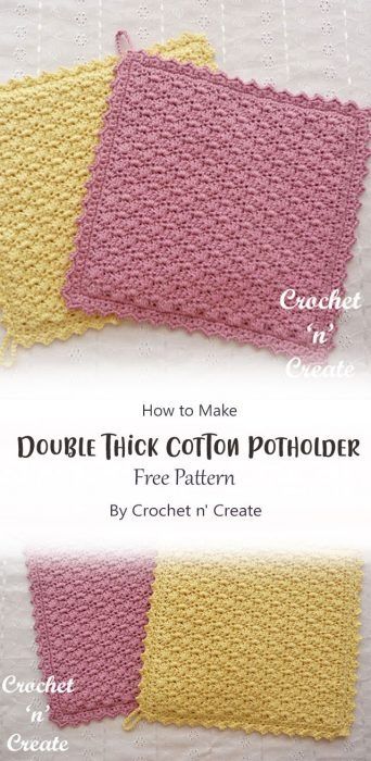 Easy Double Thick Potholders Free Crochet Ideas - Carolinamontoni.com Farmhouse Pot Holder Crochet Pattern, Crochet Kitchen Potholders, Double Thick Trivet Crochet Pattern, Crochet Thick Pot Holders Free Pattern, Crochet Double Thick Potholder, Crochet Thick Potholders, Crochet Pot Holders Double Thick, Thick Crochet Potholder Free Pattern, Crochet Potholders Patterns