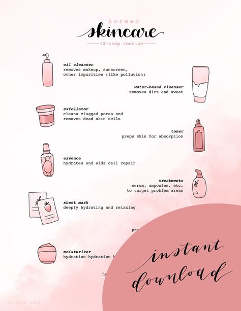 10-Step Korean Skincare Nightly Step-by-Step Instruction Guide - Printable Instant Digital Download Daydream Quotes, Korean 10 Step Skin Care, Haut Routine, Chemical Exfoliation, Korean Skincare Routine, Skin Care Steps, Skin Prep, Skin Care Routine Steps, Skin Routine