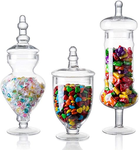 Candy Organizer, Candy Buffet Containers, Decor Centerpieces, Candy Buffet Wedding, Candy Buffet Tables, Candy Display, Man Cave Wall Decor, Glass Apothecary Jars, Buffet Display