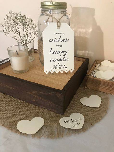 Wedding Wish Jar Ideas, 50th Wedding Anniversary Wishes, Message Jar, Spring Wedding Decor, Wish Jar, Mason Jar Ideas, Wedding Hearts, Wedding Jars, Wedding Day Wishes