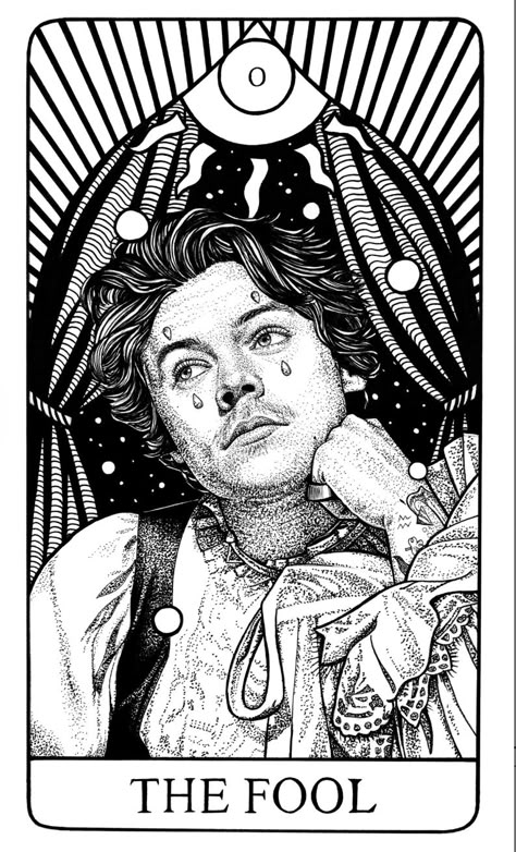 Harry Styles Tarot Card, Harry Styles Coloring Page, Harry Styles Aesthetic Vintage, Harry Styles Dibujo, Harry Styles Art, Harry Styles Drawing, Kaptan Jack Sparrow, Harry Styles Poster, Harry Core