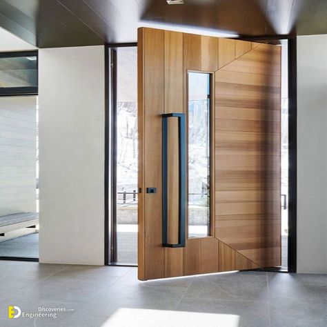 Pivot Wooden Front Doors, Pivot Doors Entry Modern, Pivot Doors Entry, Front Door Design Ideas, Modern Wood Doors, Glass Front Doors, Exterior Door Designs, Modern Entrance Door, Contemporary Entryway