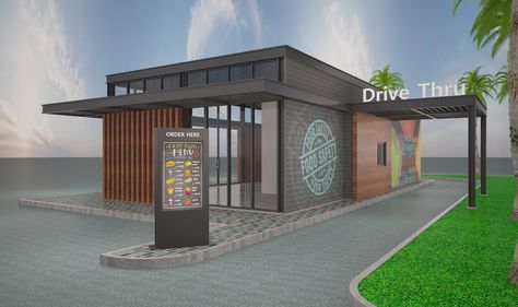 NSHAMA DRIVE THRU on Behance Drive Thru Restaurant Floor Plan, Drive True Coffee Shop, Drive Thru Coffee Shop Design Plan, Coffee Drive Thru Ideas, Container Drive Thru, Drive Thru Coffee Shop Design, Small Supermarket Design Ideas, Coffee Shop Drive Thru, Drive Thru Design