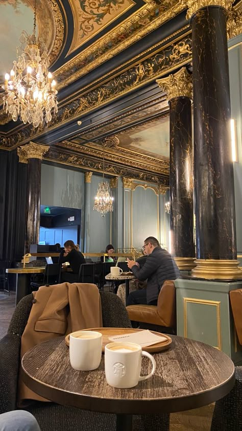 Paris Coffee Aesthetic, Travel Date Aesthetic, Coffee Paris Aesthetic, Coffee Shop In Paris, Paris Date Aesthetic, Paris Coffee Shop Aesthetic, Shopping Date Aesthetic, Opera Date, Aesthetic Starbucks Coffee