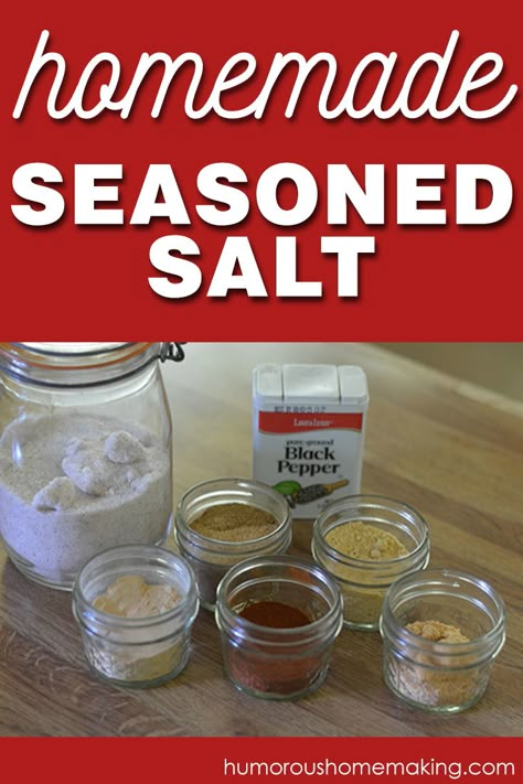 Skip the MSG filled store bought seasoning and make your own homemade seasoned salt with this recipe. Homemade Seasoned Salt, Homemade Seasoning Salt, Homemade Dry Mixes, Chile Jalapeño, Homemade Spice Mix, Homemade Pantry, Spice Mix Recipes, Homemade Spice Blends, Seasoning And Spice