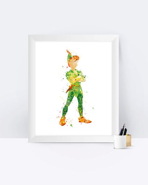 Peter Pan Art Print Peter Pan Watercolor Peter Pan by sPRINNT Peter Pan Watercolor, Peter Pan Art, Peter Pan Nursery, Etsy Quotes, Kids Quotes, Peter Pan Disney, Disney Nursery, Dorm Art, Birthday Kids