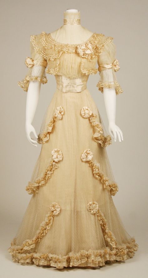 ~Evening Dress, Jacques Doucet (French, Paris 1853–1929 Paris): 1906-1907, French, silk~ Jacques Doucet, Gaun Abad Pertengahan, Antique Dresses, 1900s Fashion, Paris Dress, French Paris, Robes Vintage, Historic Clothing, 파티 드레스