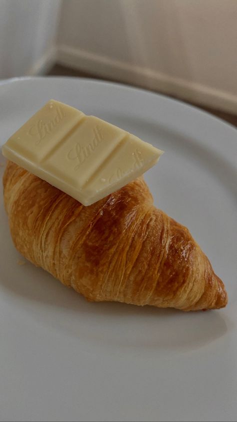 a warm simple croissant elevated with the cool mellow touch of the white chocolate White Chocolate Croissant, Chocolate Croissant, Warm Chocolate, The Cool, White Chocolate, The White, Cheese, White