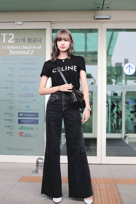 letu on Twitter: "the update was made for lisa and her legs cause i swear they take most of the space in the pictures… " Celine Outfit, Lisa Celine, Lisa Fashion, Airport Fashion Kpop, Blackpink Outfits, Lisa Lisa, Look Rose, Lisa Lalisa, Ride Or Die