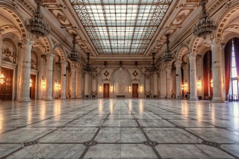 Castle Ballroom, Royal Ballroom, Ballroom Aesthetic, Palace Ballroom, Palace Of The Parliament, Castle Aesthetic, Castles Interior, Bucharest Romania, Fantasy Castle