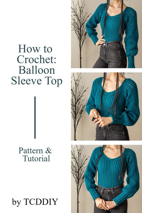 Calling all crochet-lovers looking for the perfect crochet pattern?! Show off your style with his Crochet pattern. With its five-star rating on Etsy, you can't go wrong. Plus, this is the perfect addition to your wardrobe. So why wait any longer? Click for the pattern and show off your style today! #crochet #crochetpattern #crochettutorial Crochet Balloon Sleeve, Crochet Balloon, Crochet Wardrobe, Sweater Pattern Crochet, Start Crocheting, Modern Crochet Patterns, Balloon Sleeve Top, Your Crochet, Crochet Clothing