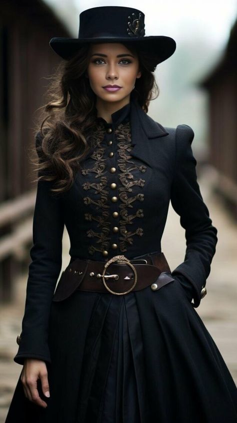 Steampunk Outfits Women, Steampunk Couture, Wilde Westen, Steampunk Women, Victorian Steampunk, Steampunk Costume, Steampunk Clothing, Fantasy Dress, Gothic Outfits