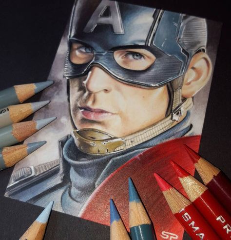 Chris Evans as “Captain America” Sketch Card on... Captain America Sketch, Captain America Drawing, Marvel Art Drawings, Avengers Drawings, Prismacolor Art, Marvel Drawings, Marvel Artwork, Chris Evans Captain America, Color Pencil Art