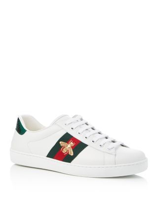 GUCCI New Ace Lace Up Sneakers. #gucci #shoes # Tenis Gucci, Most Expensive Shoes, Sneakers Gucci, Italy Fits, Embroidered Bee, Tread Lightly, Expensive Shoes, Gucci Sneakers, Best Shoes For Men