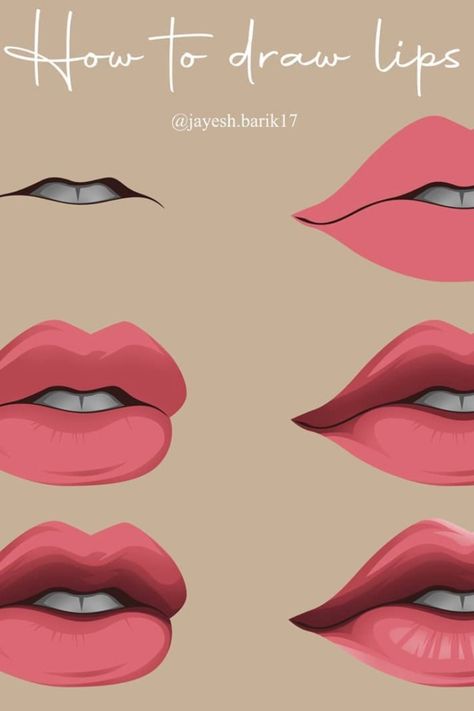 Lips Painting Easy, Lip Doodles, Draw Anime Lips, Lip Drawings, Sketch Nose, Art Nose, How To Draw Lips, Digital Art Tutorial Beginner, Lip Artwork