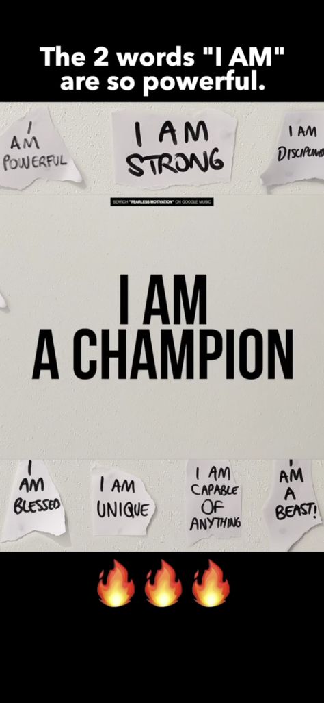 Whatever you say after I AM becomes your reality. I Am A Champion, Champ Quotes, Champion Quotes, Hard Times, Vision Board, How To Become, Quotes