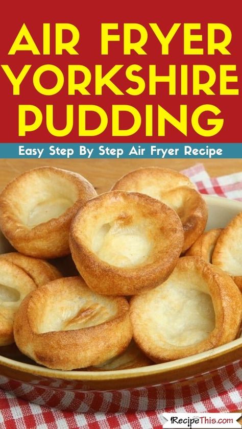 Air Fryer Yorkshire Pudding. How to air fry the best ever Yorkshire puddings. Including our famous family Yorkshire pudding batter as well as an alternative Yorkshire pudding recipe using frozen Yorkshire puddings. #airfryer #airfryerrecipes #airfryerdinner #yorkshirepudding Easy Yorkshire Pudding Recipe, Gluten Free Yorkshire Pudding, How To Make Yorkshire Pudding, Yorkshire Pudding Batter, Yorkshire Pudding Recipe, Yorkshire Pudding Recipes, Yorkshire Puddings, Air Fryer Cooking Times, Air Fried Food