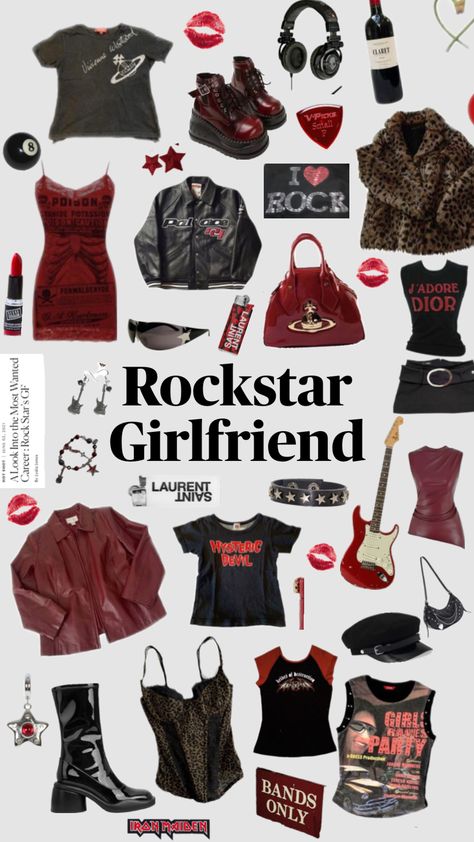 #rockstargf #rockstargirlfriend #rocknroll #relationship #band #concert #outfit #fit #rockstar #rockband #red #black #arabella #80s #90s #aesthetic #rockmusic Band Concert Outfit, 80s Rockstar, 90s Rockstar, 80s 90s Aesthetic, Rock Star Outfit, 90s Bands, Rockstar Aesthetic, Rockstar Gf, Band Concert