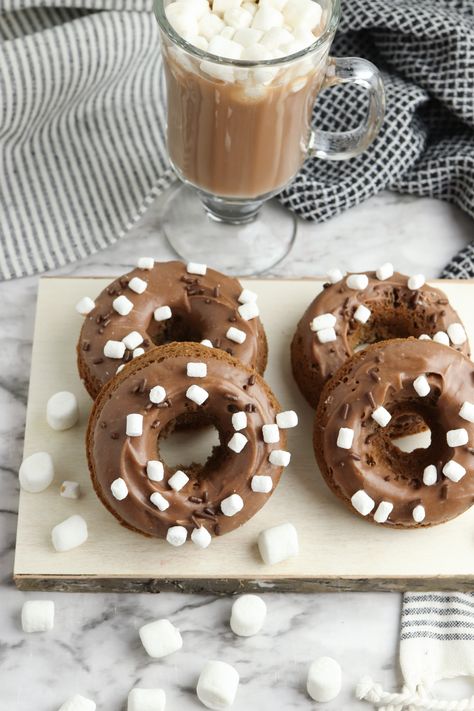 Hot Cocoa Donut Recipe, Chocolate For Donuts Recipe, Baked Donut Recipes Chocolate, Baked Chocolate Cake Donut Recipes, Chocolate Donut Recipe, How To Make Chocolate Glaze For Doughnut, Chocolate Donuts Baked, Powdered Donuts, Donut Toppings