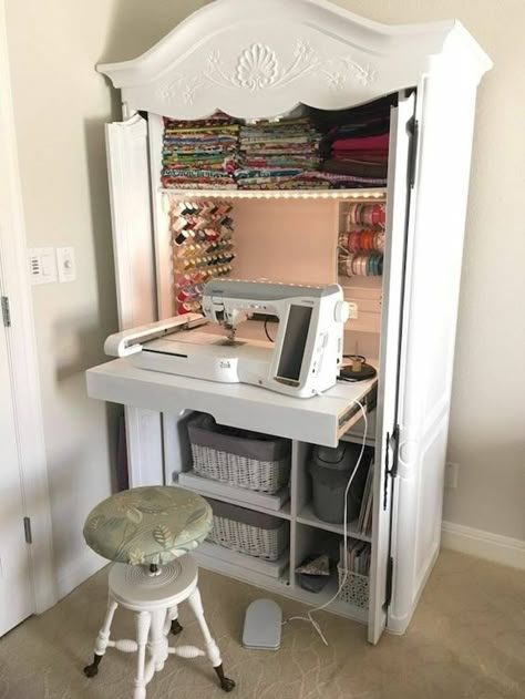 Summerhouse Ideas, Small Sewing Space, Sewing Room Storage, Sewing Spaces, Craft Cabinet, Sewing Room Design, Sewing Cabinet, Sewing Storage, Fashion Moodboard