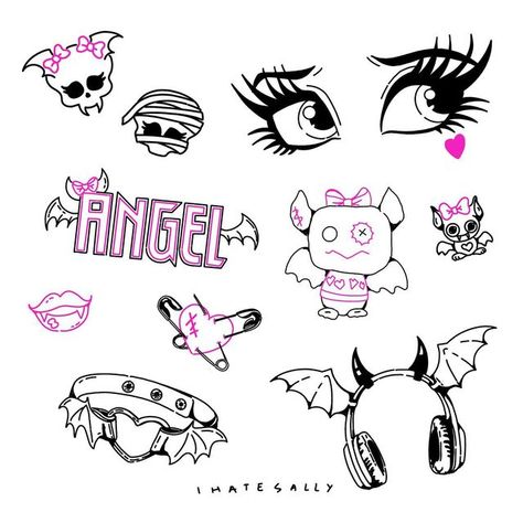 Monster High Inspired Tattoos, Monster High Flash Tattoo, Bratz Inspired Tattoo, Monsterhigh Tattoos, Monster High Doodles, How To Draw Monster High, Ever After High Tattoo, Monster High Symbol, Monster High Skull Tattoo