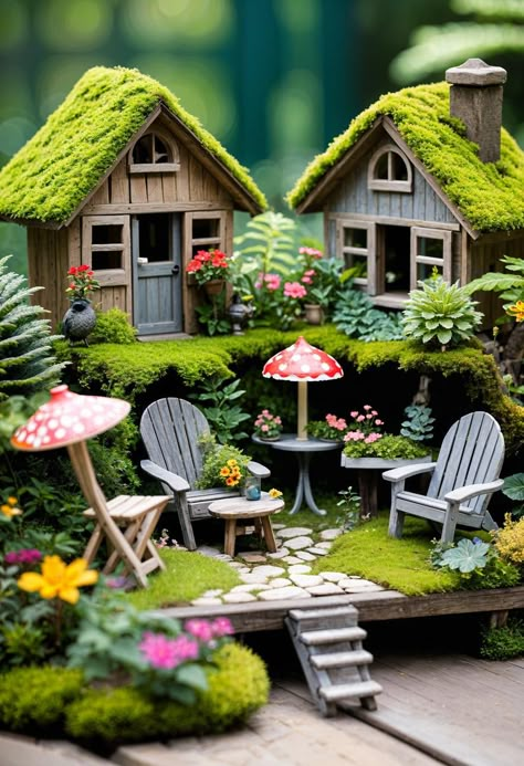 25 Beautiful Cottage Garden Ideas  Check more at https://zugnews.com/25-beautiful-cottage-garden-ideas/ Plant Pot Painting Ideas, Bowl Centerpieces, Miniature Garden Design, Glass Bowl Centerpieces, Cottage Garden Ideas, Enchanting Garden, Fairy Garden Designs, Beautiful Fairy, Moss Garden