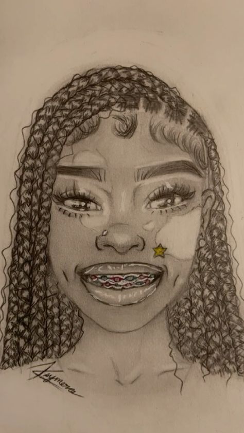 Dark Skin Shading Art, Sketch Book Ideas Y2k, Things To Paint People, A Drawing Of A Person, Black Woman Face Drawing Sketches, The Best Drawings, Cute Drawings Y2k, Symbolic Self Portrait Ideas, Circular Drawing Ideas