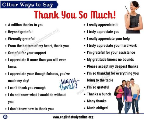 Thank You Synonym | 45+ Powerful Synonyms for Thank You for ESL Learners - English Study Online Thanks Synonyms, Thank You Synonyms, Empathy Statements, Basic English Sentences, Other Ways To Say, English Phrases Idioms, English Learning Spoken, Conversational English, Learn English Grammar