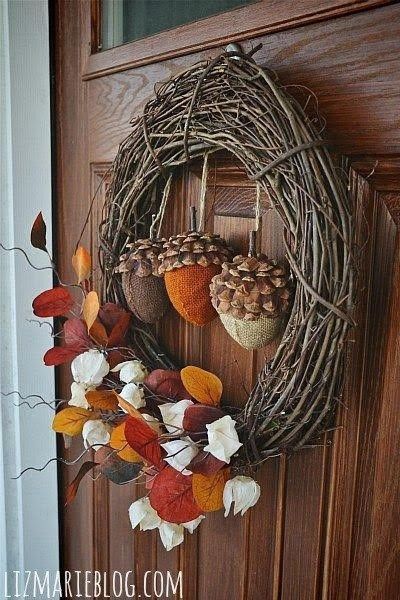 Easy Fall Wreaths, Fun Fall Crafts, Fall Front Porch Decor, Diy Thanksgiving, Diy Fall Wreath, Fall Front Porch, Fall Outdoor Decor, Fall Crafts For Kids, Fall Front