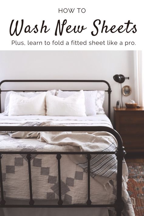 how to wash new sheets like a pro Wash Bed Sheets, Folding Fitted Sheets, Silk Sheets, White Sheets, Firm Mattress, Types Of Beds, Cotton Sheets, New Beds, Linen Closet