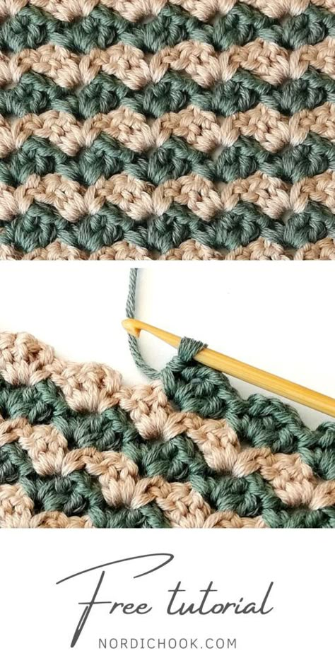 The Paris stitch - Nordic Hook - Free crochet tutorial Odd Number Crochet Stitches, Crochet Paris Stitch, Nordic Hook Crochet, Tuscan Crochet Patterns Free, Stitches Pattern, Crochet Stitch Tutorial, Crochet Stitches For Blankets, Stitch Tutorial, Crochet Quilt