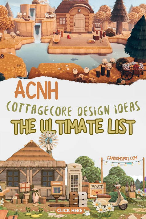 Snag these adorable cottagecore build ideas for your Animal Crossing island. You can use these to design your own house or your villager's houses, and there's plenty of ideas here for every season. Animal Crossing Island House Ideas, Acnh Villagers Homes Ideas, Acnh Island House Ideas, Acnh Gayle Yard, Animal Crossing Cottagecore Villagers, Acnh Cottagecore Neighborhood, Acnh Villager Yard Ideas Cottagecore, Cottage Core Website Design, Acnh Island Builds