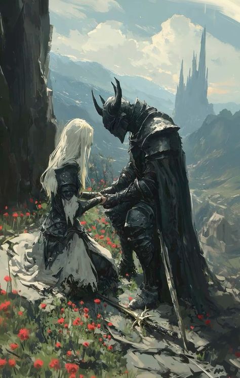 Shadow Of The Gods Fanart, Gothic Fantasy Aesthetic, Fantasy Knight Art, Guardian Aesthetic, Dark Knight Art, Dark Fantasy Wallpaper, Knight Wallpaper, Cotton Candy Hair, Trending Hair