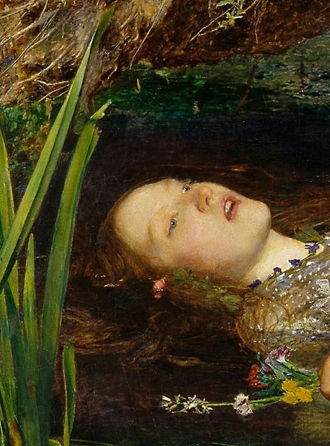 detail of ophelia by john everett millais Ophelia Illustration, John Everett Millais Ophelia, Ophelia Painting, Mystery Tv Shows, Aqua Regia, Everett Millais, Pre Raphaelite Brotherhood, John Everett Millais, Pre Raphaelite