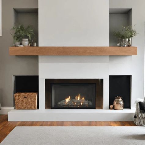 Modern White Oak Mantels - Etsy Cedar Siding Colors, Exterior Wood Trim, Fireplace Modern Design, Fireplace Accent Walls, Exterior Siding Colors, Fireplace Dimensions, Oak Mantel, Oak Floating Shelves, Siding Colors