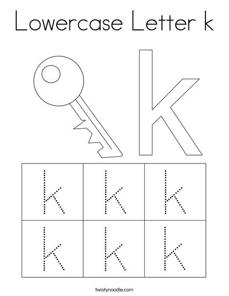 Lowercase Letter k Coloring Page - Twisty Noodle Letter K Tracing Worksheet, Letter K Coloring Page, Letter K Worksheet, Lower Case K, Letter K Printable, Montessori Worksheets, Letter K Crafts, Writing Practice For Kids, Preschool Alphabet Letters