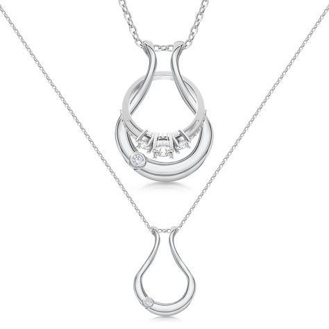 PRICES MAY VARY. Original Patented Design - Thanks to the geometric ring holder shape of our slide on necklace design putting your ring on the ring keeper necklace and taking your ring off is easy. Our design makes it so you never have to take off your ring holding necklace when sliding your ring on & off Keep Rings Sparkling & Scratch-free - Keep your rings safe on our ring holder necklace for men & women when your hands are busy or get caught up in the messiness of everyday life. Our wedding r Wedding Ring Holder Necklace, Ring Necklace Holder, Wedding Ring Necklace Holder, C Ring, Engagement Ring Necklace, Wedding Ring Holder, Ring Holder Necklace, Cute Ring, Ring Holder Wedding