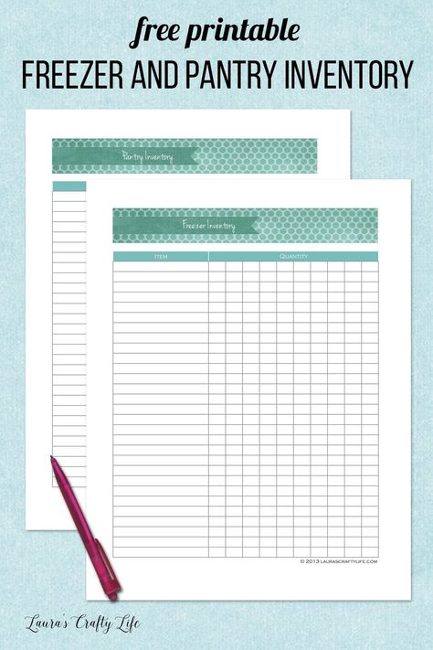 Freezer and Pantry Inventory. 31 days of free printables to get your home life organized. Today's printable is a freezer and pantry inventory. Add it to your planner or home management binder. Freezer Inventory Printable, Pantry Inventory Printable, Aesthetic Planners, Inventory Sheet, Inventory Printable, Inventory Template, Pantry List, Kitchen Inventory, Pantry Inventory