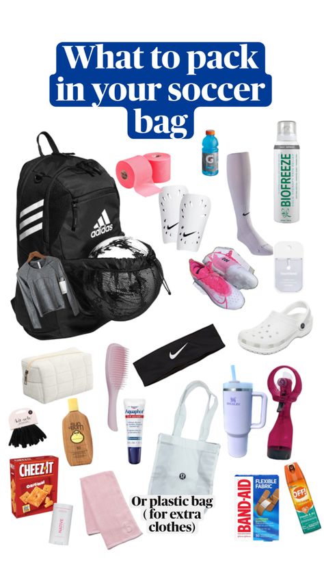 Sports Bag Essentials, Get Home Bag, Soccer Bag, School Bag Essentials, Soccer Outfit, Emergency Bag, Soccer Equipment, Bad Idea, Soccer Games