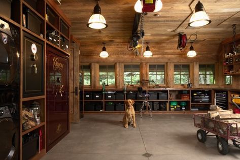 Most of us dream about a garage renovation, but are not sure what to do with the space and how to organize and decorate it in a convenient way. This ultimate guide to garage interior improvement will definitely help you get a clear idea in your mind of how a garage should be conveniently renovated in order to match your family's needs and the overall look of your house. Feel free to express your opinion here and tell me what you think. Do you like these suggestions for interior… Man Cave Designs, Garage Floor Finishes, Masculine Interior Design, Man Cave Shed, Man Cave Design, Man Garage, Garage Workshop Organization, Finished Garage, Garage Renovation