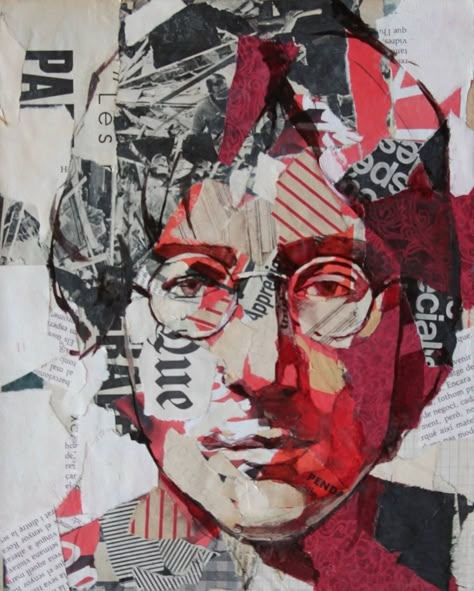 Collage Portrait Art, Carme Magem, Alicia Tormey, Newspaper Project, Beatles Artwork, Che Guevara Art, Mixed Media Art Projects, Collage Portrait, A Level Art Sketchbook