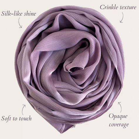 ✨ Introducing Lilac Mist, our Crinkle Satin hijab! ✨ This luxurious fabric drapes beautifully, offering a radiant shine and effortless coverage. Experience the difference of premium quality and make a statement with its subtle, yet stunning crinkle texture. Shop it now at Sarah Siraj! Tags: #smallbusiness #hijabfashion #hijab #hijabs #hijabi #hijabstyle #hijabis #modestfashion