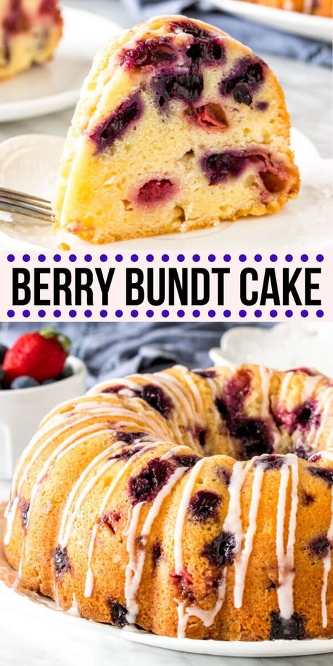 Berry Bundt Cake, Blueberry Bundt Cake Recipes, Blueberry Glaze, Bundt Pan Recipes, Blueberry Bundt, Mousse Au Chocolat Torte, Blueberry Bundt Cake, Bundt Cake Recipe, Lemon Bundt Cake