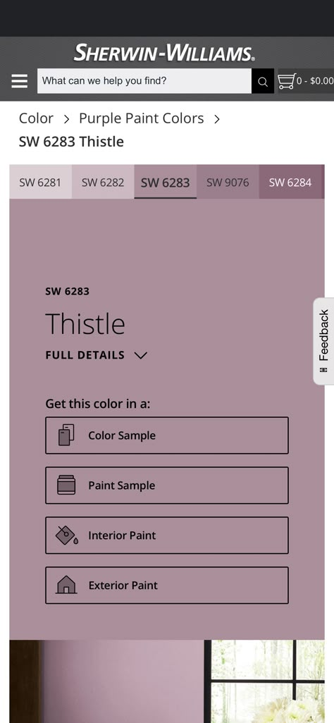 Thistle Sherwin Williams, Sherwin Williams Thistle, Wood Violet Sherwin Williams, Sherwin Williams Lavender, Greyish Purple Paint, Sherwin Williams Purple, Purple Paint Color, Thistle Painting, Interior Paint Schemes