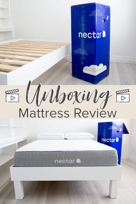 Nectar Mattress Review - Unboxing and Testing a Bed in a Box Mattress #ad #mattress #bedroom #sleep Bed In A Box Mattress, Nectar Mattress, Mattress Packaging Design, Best Bed In A Box Mattress, King Size Bed Designs, Beautiful Bed Designs, Mattresses Reviews, Online Mattress, Mattress In A Box