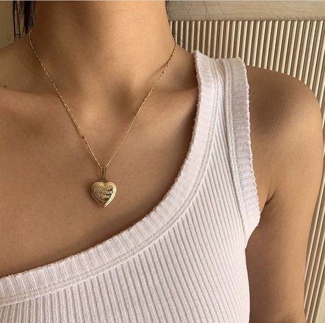 cute locket necklace A Necklace, A Heart, A Woman, Tank Top, Pendant, White