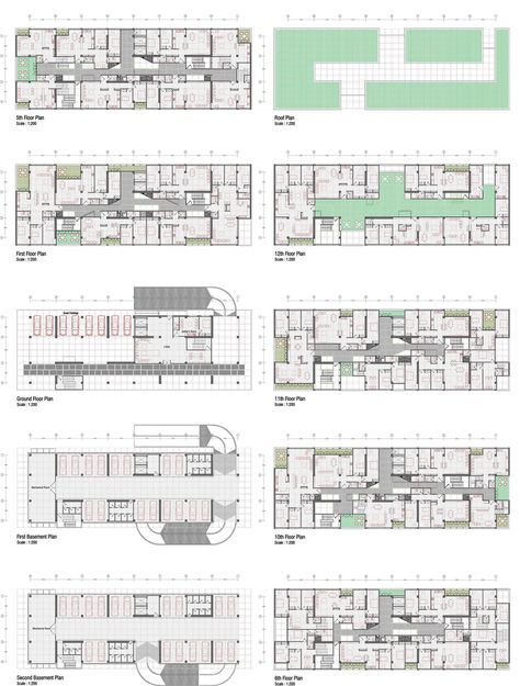 Parking Plan, Residential Building Plan, Residential Architecture Apartment, Case Minecraft, Hotel Floor Plan, Architectural Orders, Hotel Floor, High Rise Apartments, Apartment Floor Plan